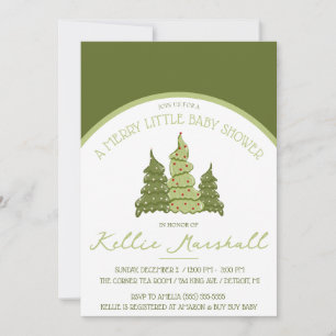 Invitation Un Joli Petit Baby shower, Douche Vert & Beige