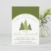 Invitation Un Joli Petit Baby shower, Douche Vert & Beige (Debout devant)