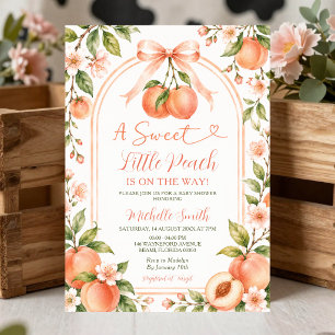 Invitation Un joli petit noeud papillon en pêche pour Baby Sh