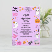 Invitation Un joli premier anniversaire Halloween de la petit (Debout devant)