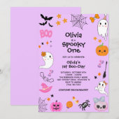 Invitation Un joli premier anniversaire Halloween de la petit (Devant / Derrière)