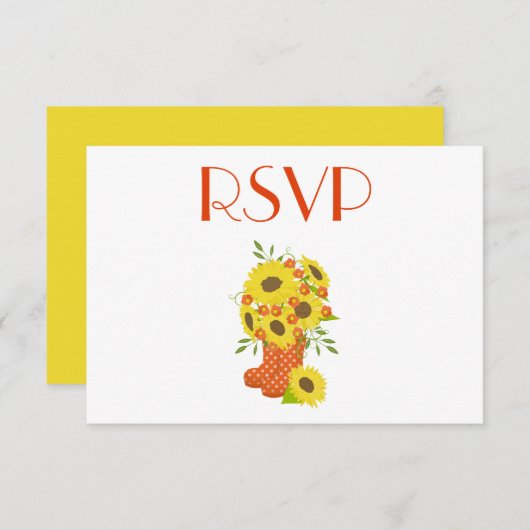 Invitation Un joli RSVP de tournesol rustique (Devant / Derrière)