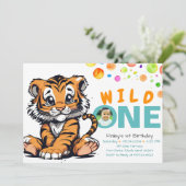 Invitation Un joli Tigre Orange Wild Un Anniversaire | Jungle (Debout devant)