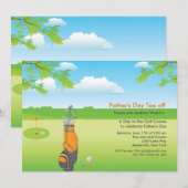 Invitation Un jour d'invitation de fête des pères de golf (Devant / Derrière)