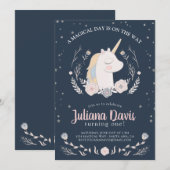 Invitation Un jour magique est en route Licorne (Devant / Derrière)