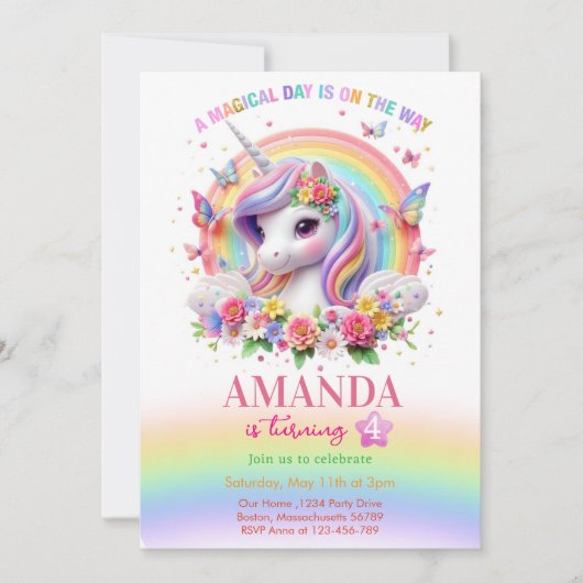 Invitation Un jour magique est en route pour l'anniversaire (Devant)