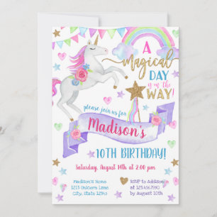 Invitation Un Jour Magique Tie Dye Unicorn Anniversaire