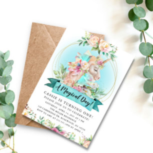 Invitation Un Jour Magique Unicorn fête d'anniversaire