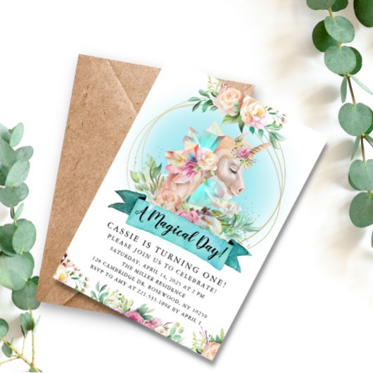 Invitation Un Jour Magique Unicorn fête d'anniversaire