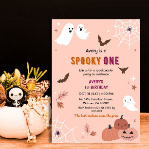 Invitation Un joyeux anniversaire Halloween fantôme peche cha