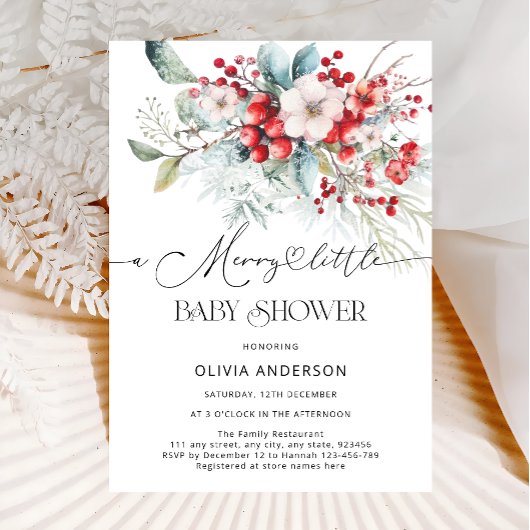 Invitation Un Joyeux Baby shower Floral Frosté