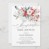 Invitation Un Joyeux Baby shower Floral Frosté (Devant)