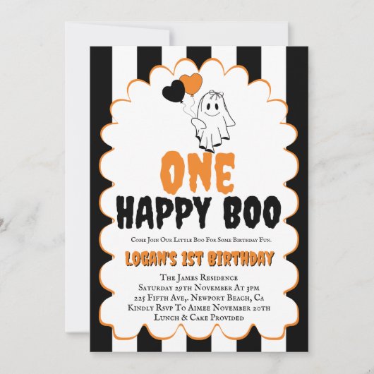 Invitation Un joyeux Boo Boy 1er Anniversaire Photo Party (Devant)