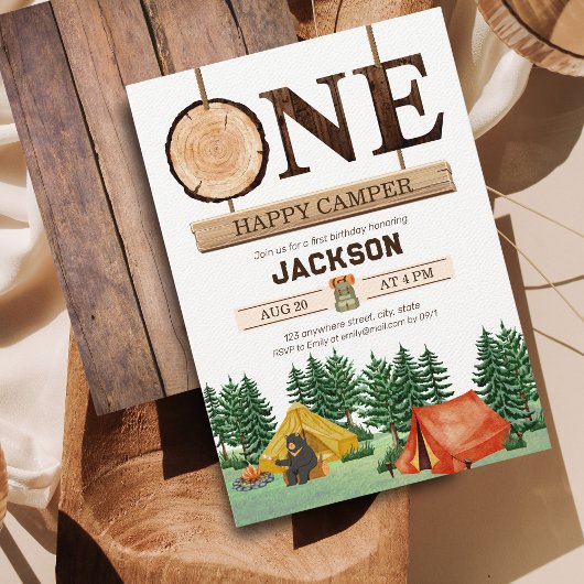 Invitation Un joyeux Camper 1er anniversaire