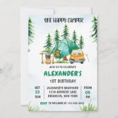 Invitation Un Joyeux Camper 1er Anniversaire Camping Party (Devant)