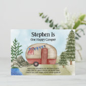 Invitation Un Joyeux Camper 1er Anniversaire Camping Vintage (Debout devant)
