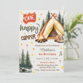 Invitation Un joyeux Camper 1er anniversaire fête (Debout devant)