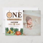 Invitation Un joyeux Camper 1er Anniversaire Photo (Devant)