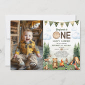 Invitation Un joyeux Camper 1er Anniversaire Photo (Devant)