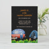 Invitation Un Joyeux Camper Birthday Kids Night Sky (Debout devant)