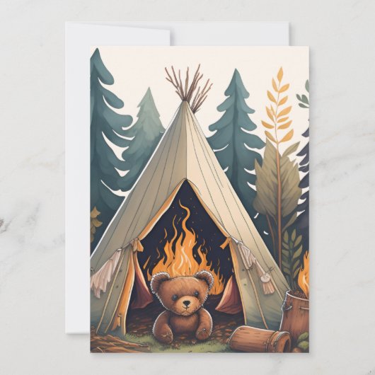 Invitation Un Joyeux Camper Bois Garçons 1er anniversaire (Dos)