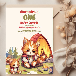 Invitation Un Joyeux Camper Bois Garçons 1er anniversaire
