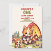 Invitation Un Joyeux Camper Bois Garçons 1er anniversaire (Devant)