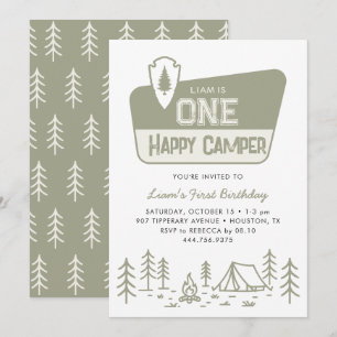 Invitation Un Joyeux Camper Boys 1er Camping Forêt Anniversai