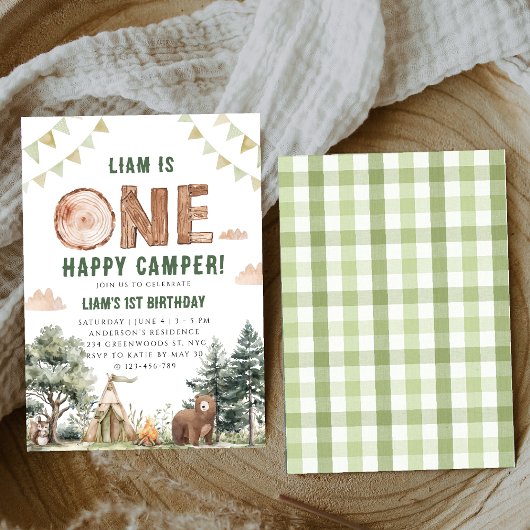 Invitation Un Joyeux Camper Camping Garçon 1er Anniversaire