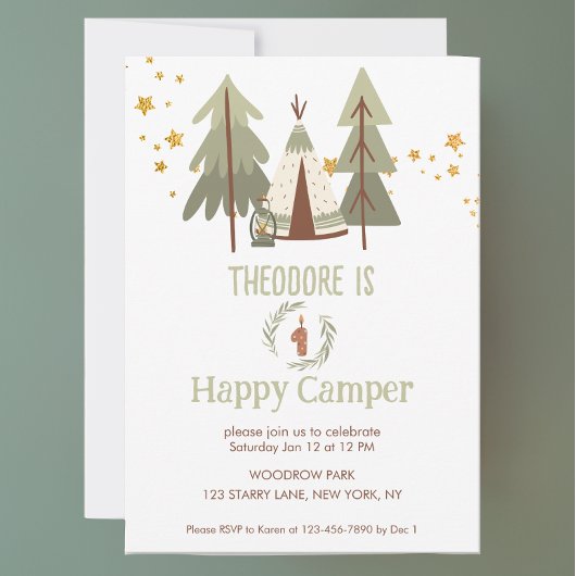 Invitation Un joyeux Camper Cute Woodland