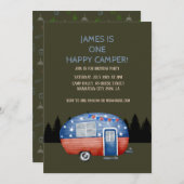 Invitation Un Joyeux Camper Enfants d'Anniversaire (Devant / Derrière)