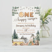 Invitation Un joyeux Camper Enfant's Forest Anniversaire (Debout devant)