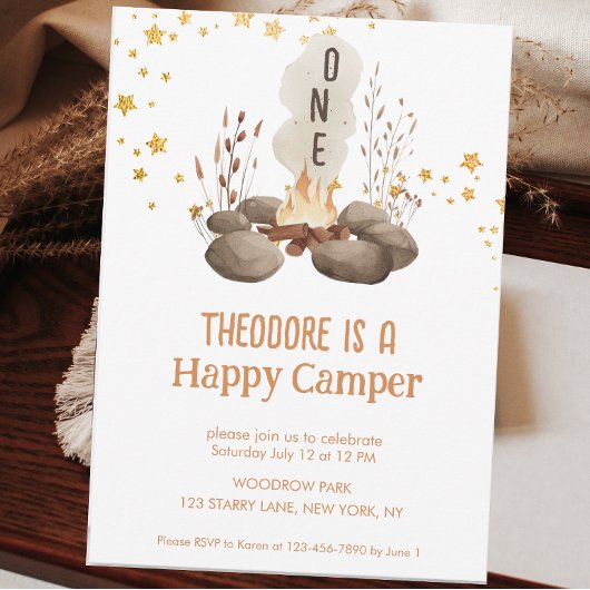 Invitation Un Joyeux Camper mignonne premier anniversaire