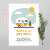 Invitation Un Joyeux Camper Orange Trailer Anniversaire