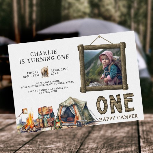 Invitation Un joyeux Camper Photo 1er anniversaire