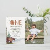 Invitation Un Joyeux Camper Photo Bear Boys 1er anniversaire (Debout devant)