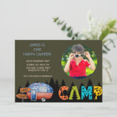 Invitation Un Joyeux Camper Photo Enfants d'Anniversaire (Debout devant)
