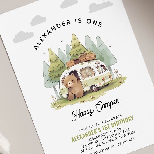Invitation Un Joyeux Camper Premier anniversaire