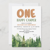 Invitation Un joyeux campeur Rustique Vert Forêt 1er Annivers (Devant)