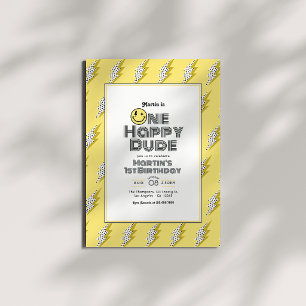 Invitation Un joyeux Dude Retro 1er Anniversaire