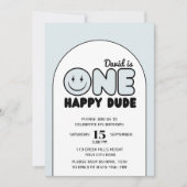 Invitation Un joyeux Dude Super Blue Boy Anniversaire (Devant)