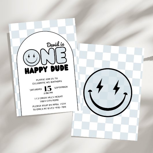 Invitation Un joyeux Dude Super Blue Boy Anniversaire