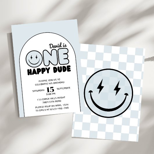 Invitation Un joyeux Dude Super Blue Boy Anniversaire
