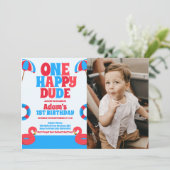 Invitation Un joyeux Dude Tropical été 1er anniversaire (Debout devant)