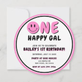 Invitation Un joyeux Gal 1er Anniversaire Smiley Face (Devant)