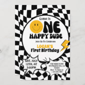 Invitation Un joyeux garçon de 1er anniversaire (Devant / Derrière)