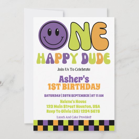 Invitation Un joyeux garçon de 1er anniversaire (Devant)