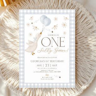 Invitation Un joyeux Garçon d'Oie Silly 1er Anniversaire à Ca
