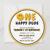 Invitation Un joyeux Mec 1er Anniversaire Visage souriant (Devant)