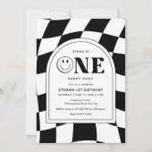 Invitation Un joyeux mec à visage joyeux garçon 1er anniversa (Devant)